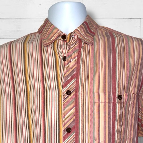 Tommy Bahama 100% Silk Striped Long Sleeve Shirt Men’s Medium Multicolor Luxe - Picture 9 of 14